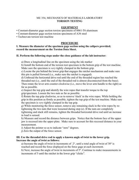 banc test torsion|ME 354, MECHANICS OF MATERIALS LABORATORY.